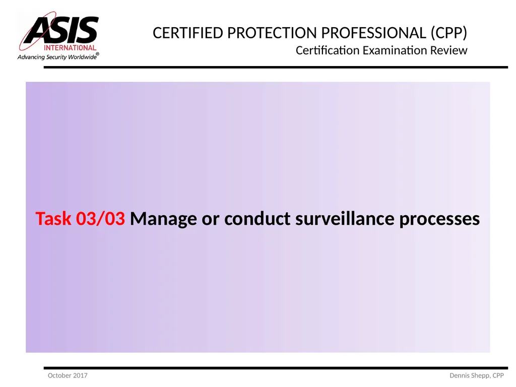 CERTIFIED PROTECTION PROFESSIONAL (CPP) - slide 60 of 177