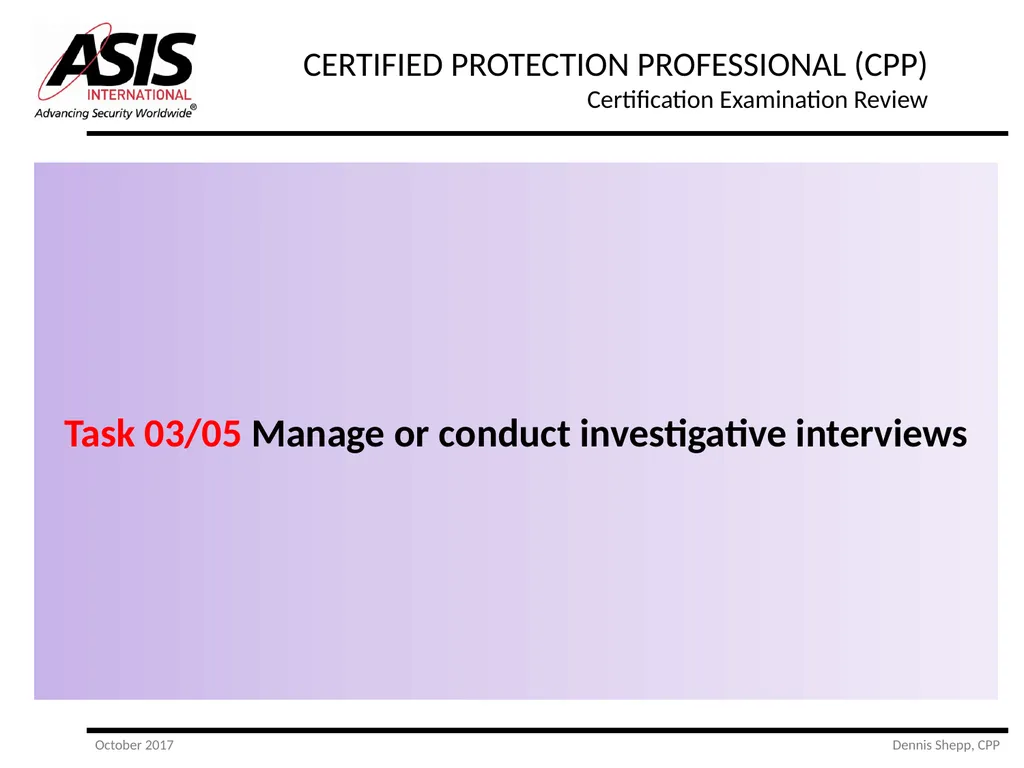 CERTIFIED PROTECTION PROFESSIONAL (CPP) - slide 76 of 177