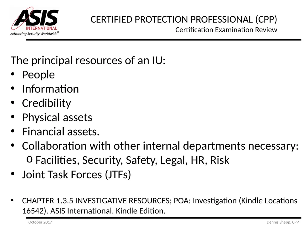 CERTIFIED PROTECTION PROFESSIONAL (CPP) - slide 30 of 177