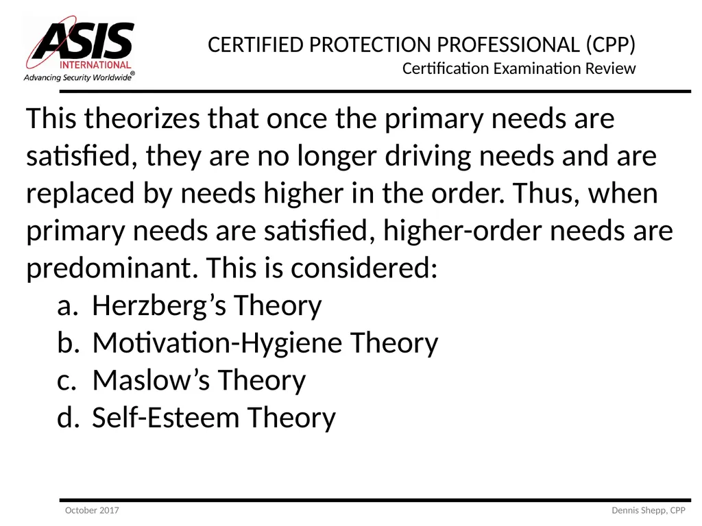 CERTIFIED PROTECTION PROFESSIONAL (CPP) - slide 155 of 177