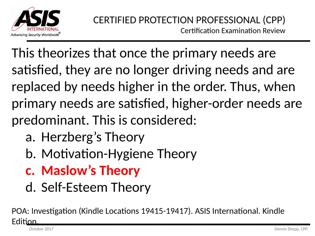 CERTIFIED PROTECTION PROFESSIONAL (CPP) - slide 156 of 177