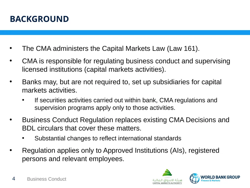WORKSHOP ON proposed CMA regulations BUSINESS - slide 4 of 17