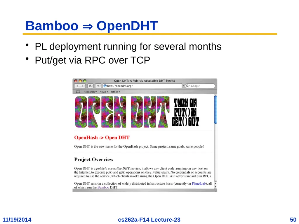 EECS 262a Advanced Topics in Computer Systems - slide 50 of 53