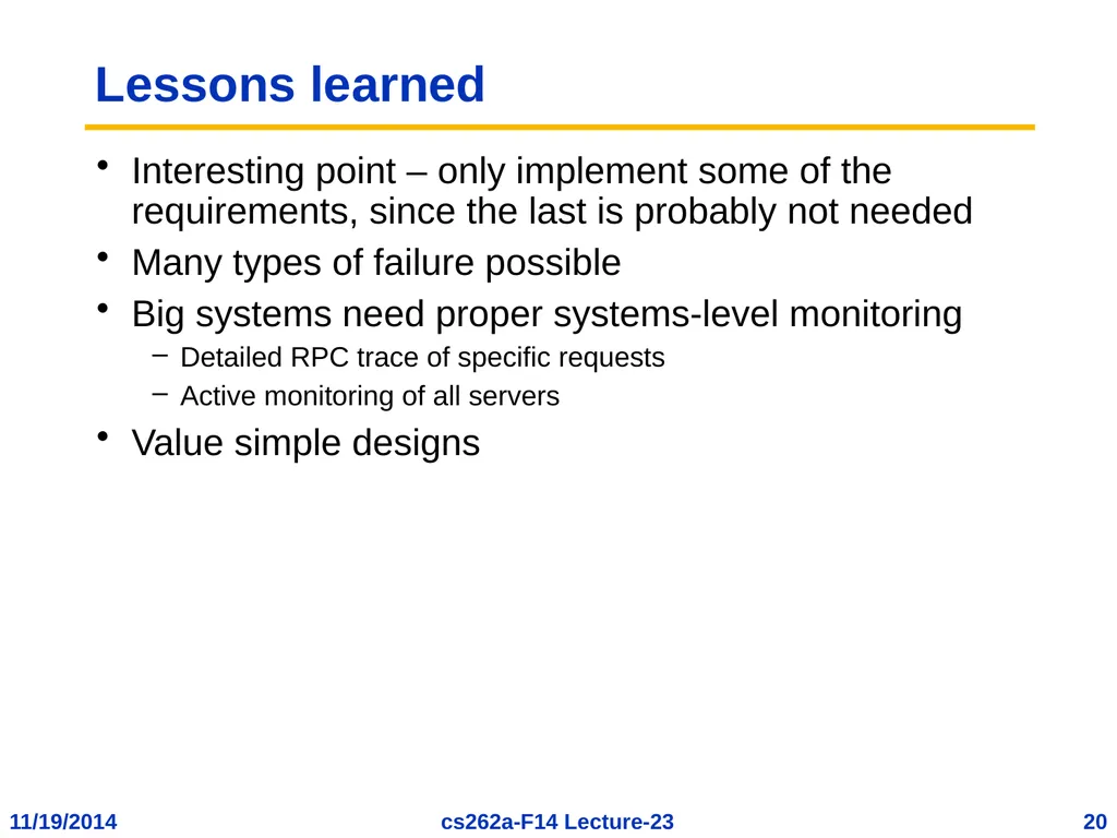EECS 262a Advanced Topics in Computer Systems - slide 20 of 53