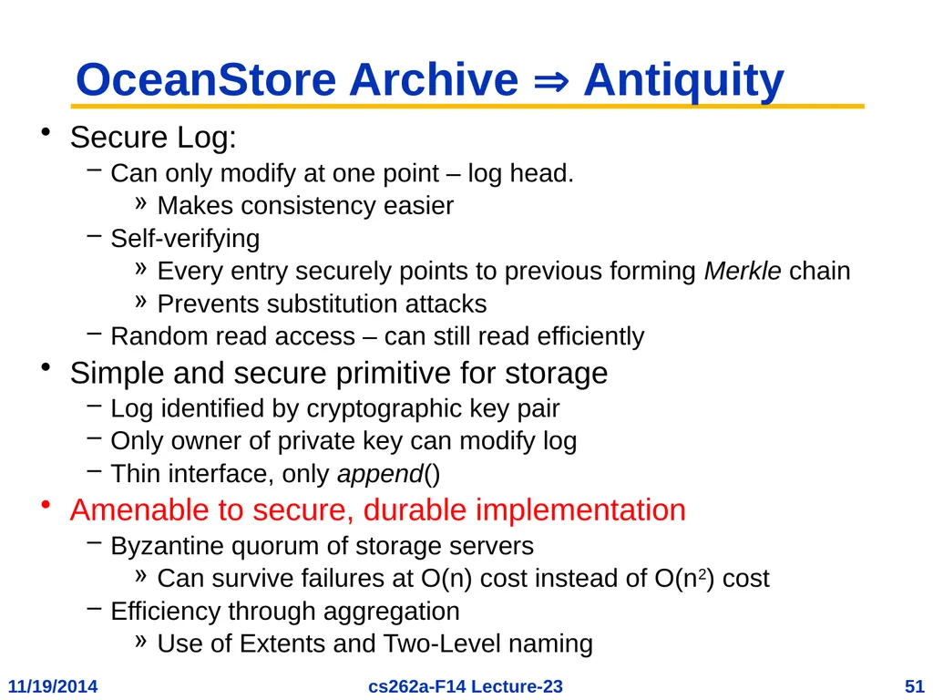 EECS 262a Advanced Topics in Computer Systems - slide 51 of 53