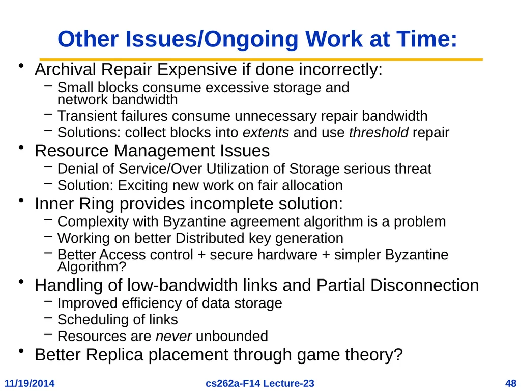 EECS 262a Advanced Topics in Computer Systems - slide 48 of 53