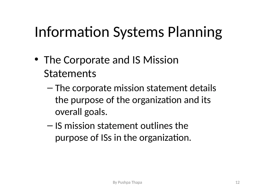 Planning for Information System Chapter - 5 - slide 12 of 23