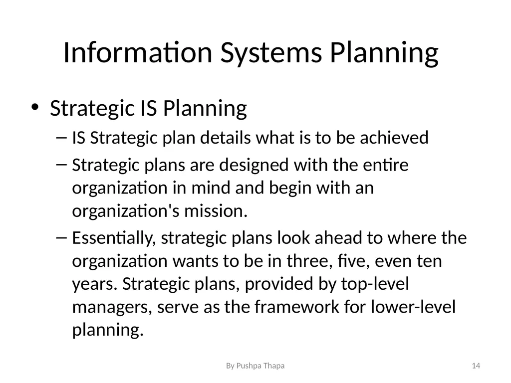 Planning for Information System Chapter - 5 - slide 14 of 23