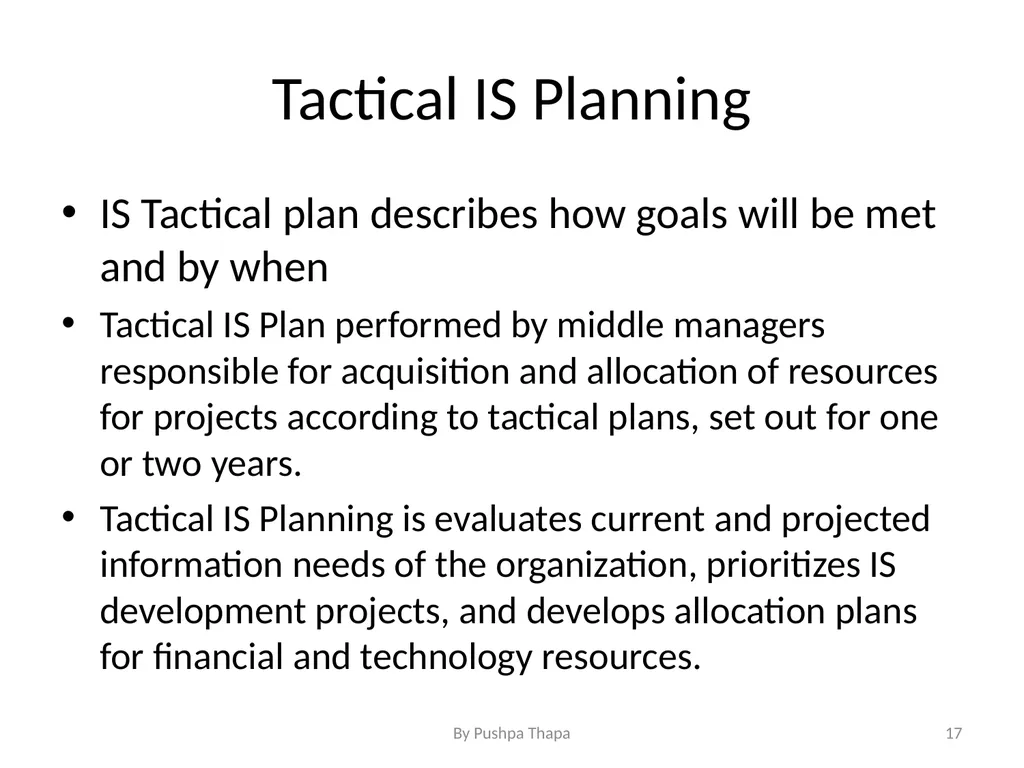 Planning for Information System Chapter - 5 - slide 17 of 23