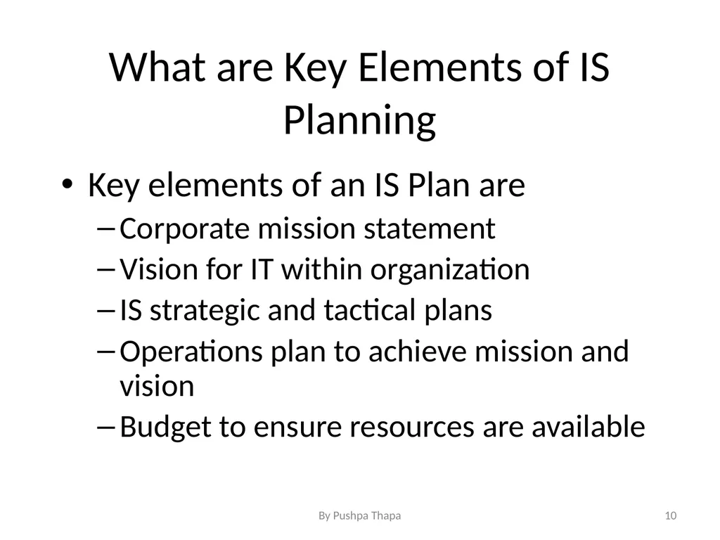 Planning for Information System Chapter - 5 - slide 10 of 23