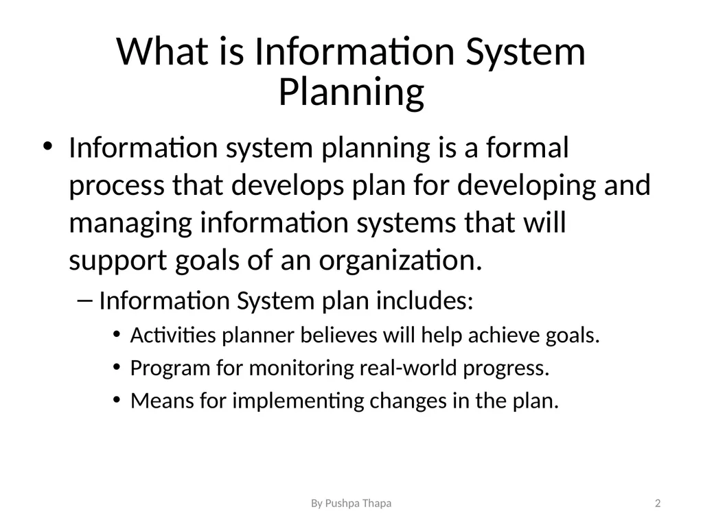 Planning for Information System Chapter - 5 - slide 2 of 23