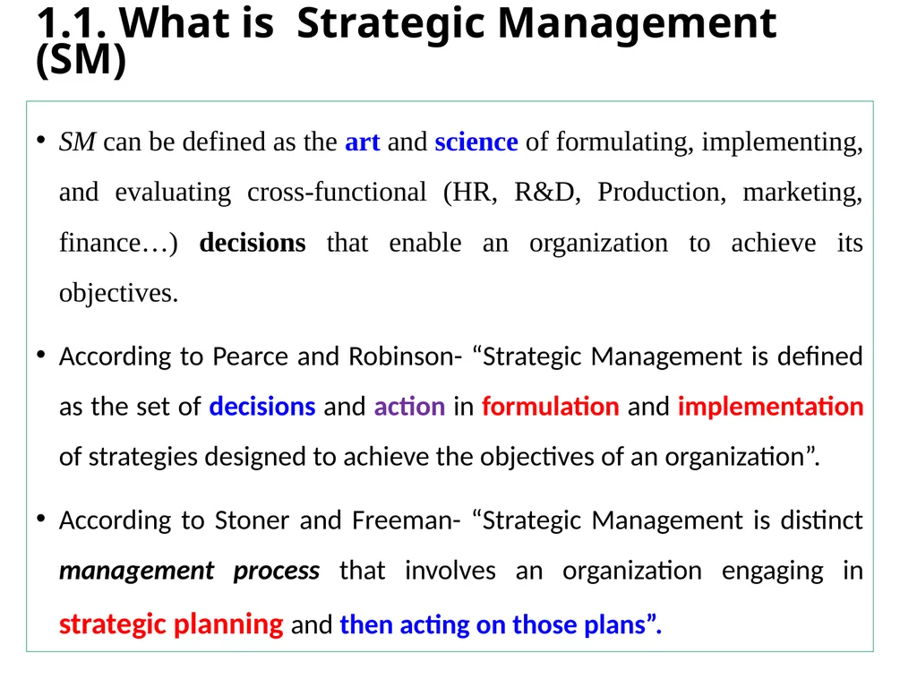 ADVANCED STRATEGIC MANAGEMENT Chapter One OVERVIEW - slide 3 of 40