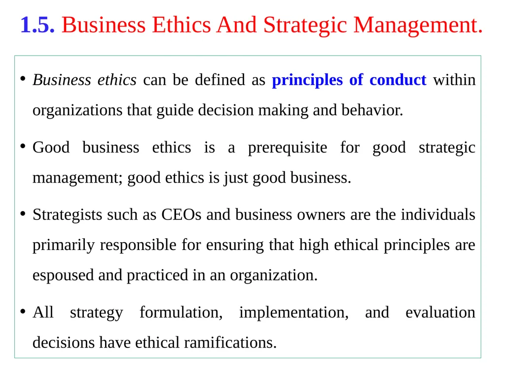 ADVANCED STRATEGIC MANAGEMENT Chapter One OVERVIEW - slide 36 of 40