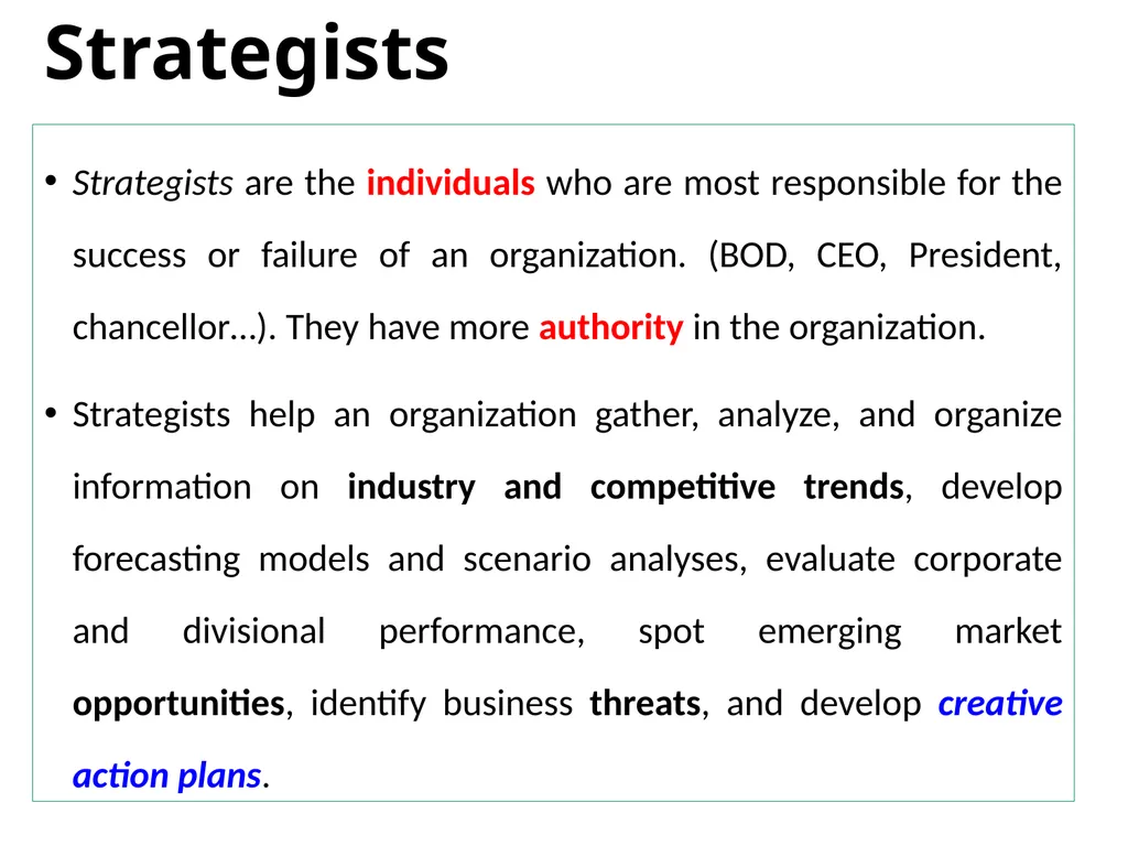 ADVANCED STRATEGIC MANAGEMENT Chapter One OVERVIEW - slide 17 of 40