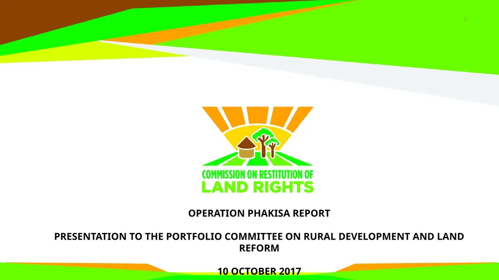 Operation Phakisa report PRESENTATION TO THE - slide 1 of 15