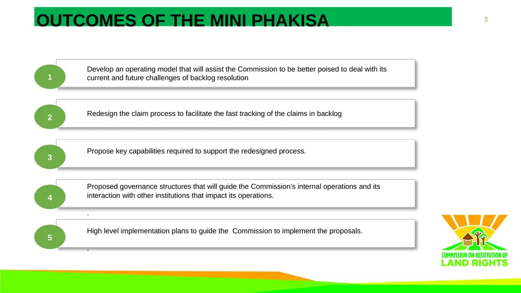 Operation Phakisa report PRESENTATION TO THE - slide 3 of 15