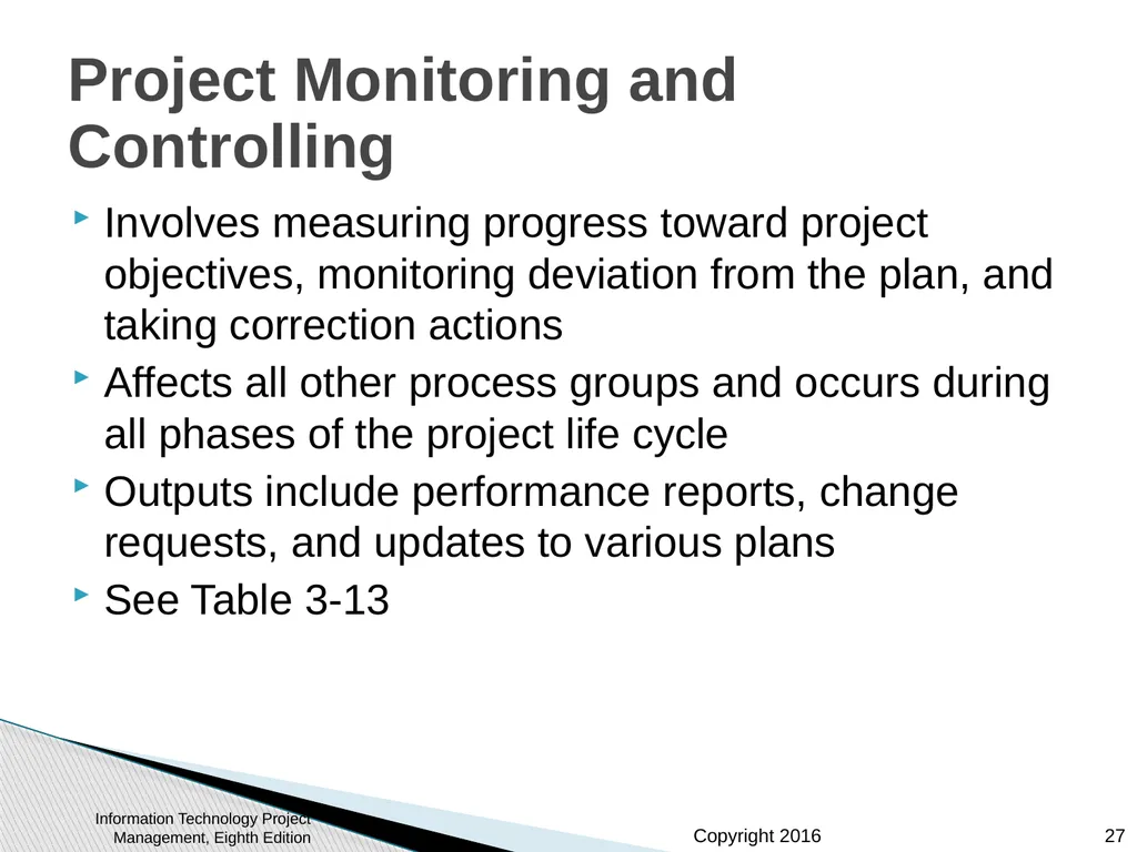 Chapter 3: The Project Management Process Groups: - slide 27 of 44