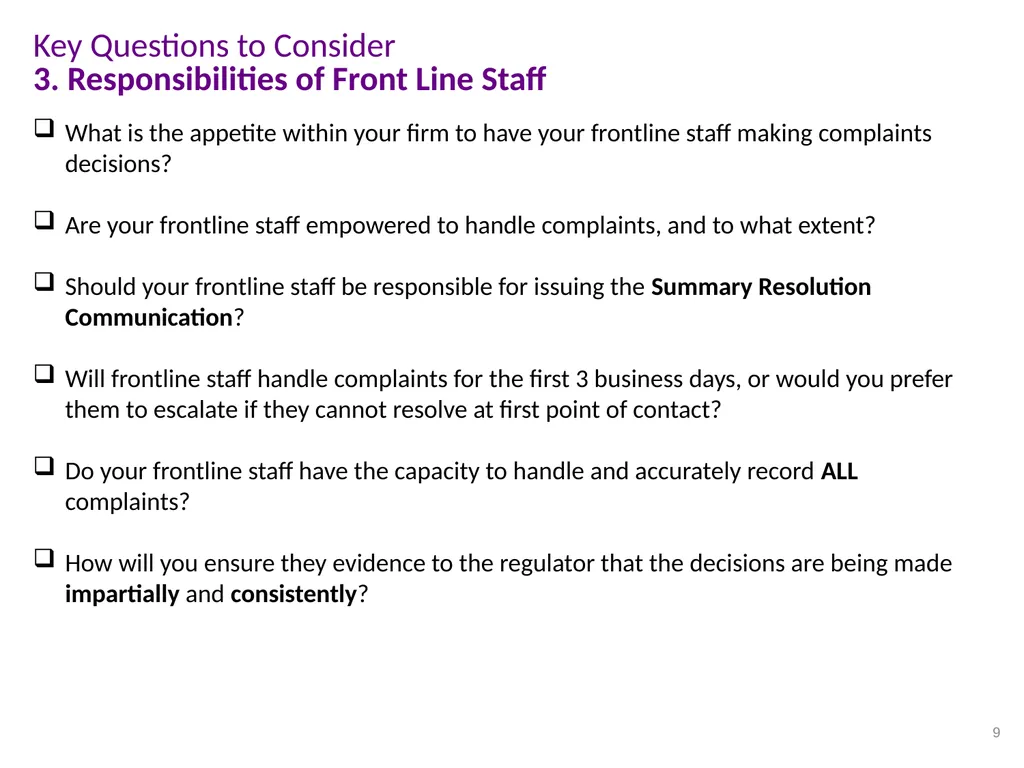 CPD Lunchtime Meeting Complaints Implementation of - slide 9 of 17
