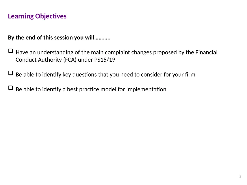 CPD Lunchtime Meeting Complaints Implementation of - slide 2 of 17