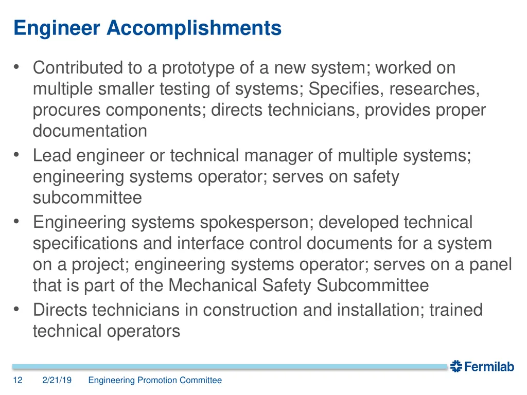 Engineering Promotion Committee John Anderson, - slide 12 of 19