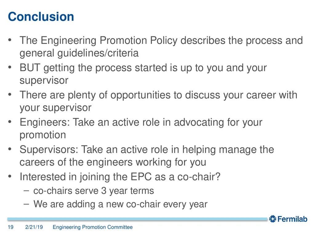 Engineering Promotion Committee John Anderson, - slide 19 of 19