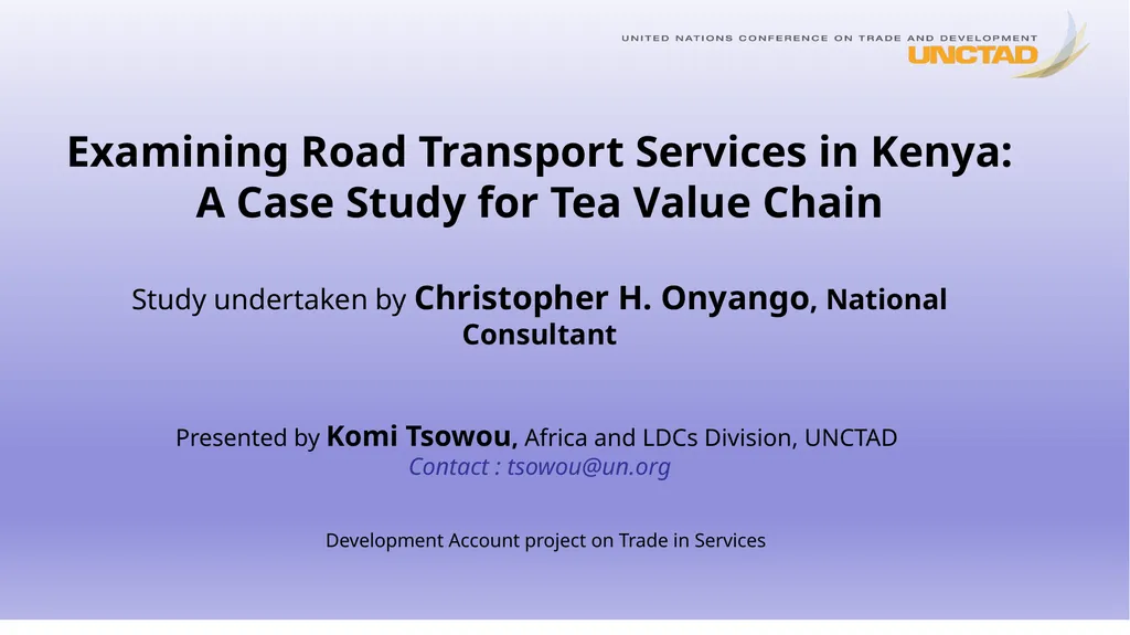 Examining Road Transport Services in Kenya: A Case