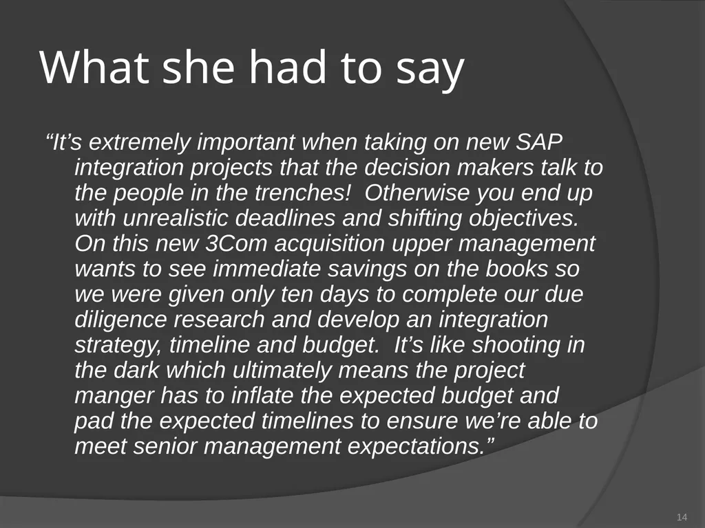 Managing an ERP Project MIS 261 Team 2 Devin - slide 12 of 17