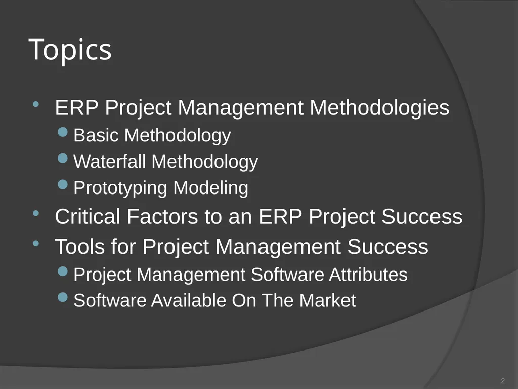 Managing an ERP Project MIS 261 Team 2 Devin - slide 2 of 17