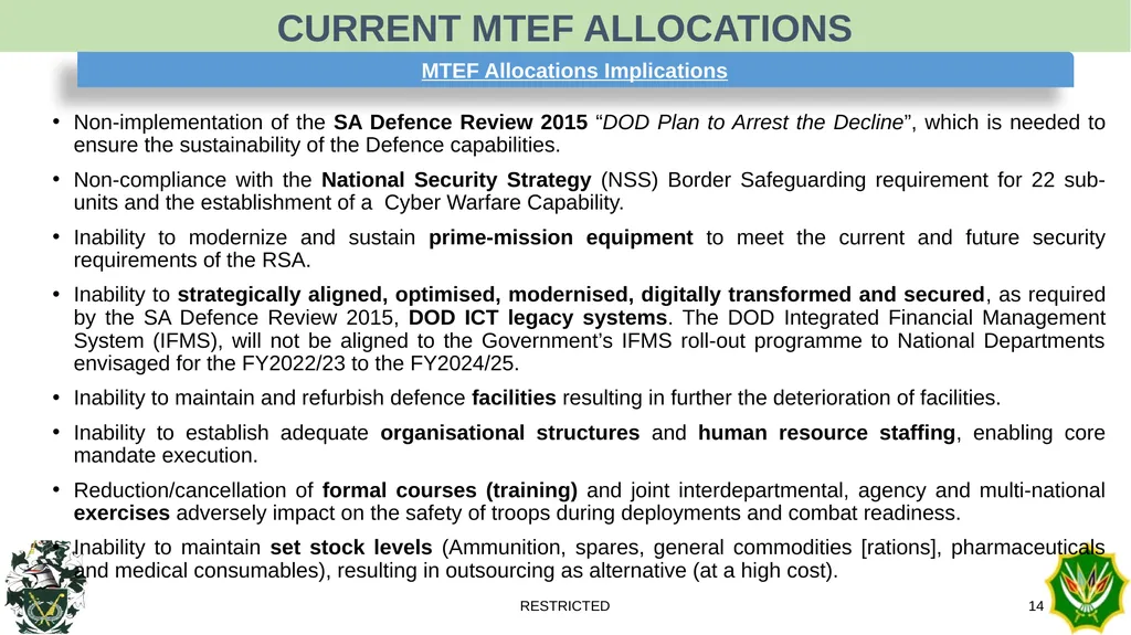 BUDGET REDUCTIONS TRENDS RESTRICTED 1 Personnel - slide 14 of 14