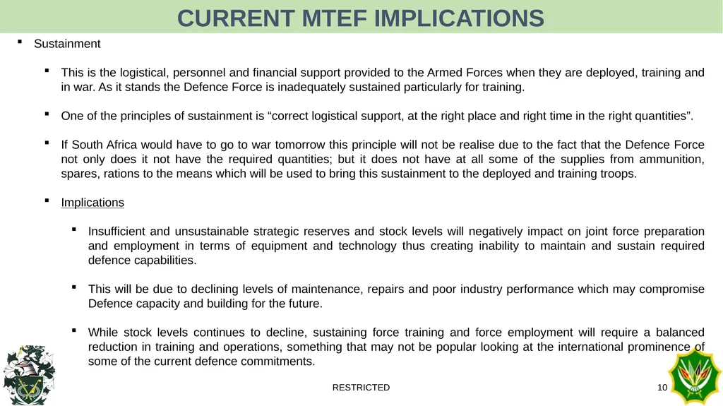 BUDGET REDUCTIONS TRENDS RESTRICTED 1 Personnel - slide 10 of 14