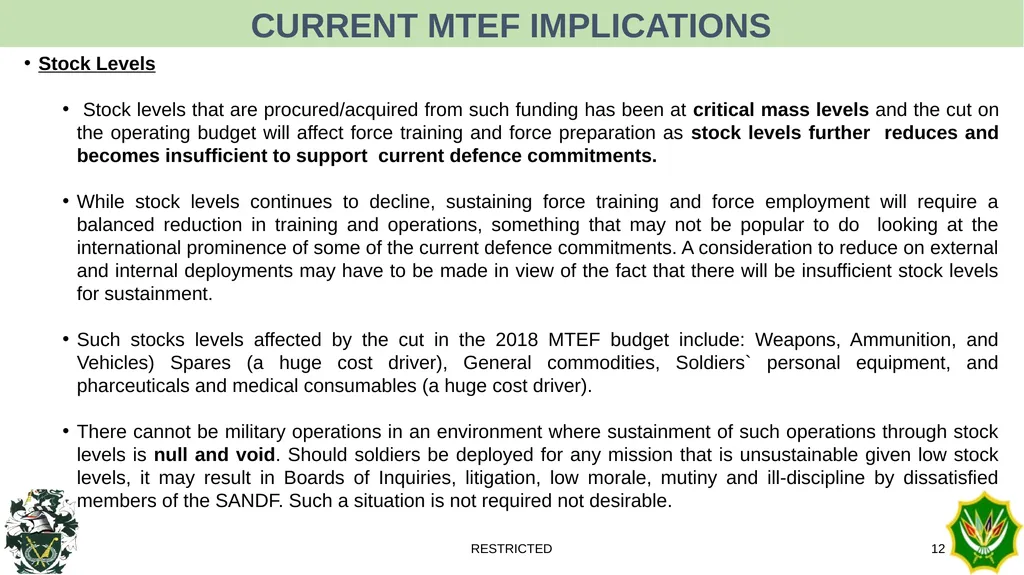 BUDGET REDUCTIONS TRENDS RESTRICTED 1 Personnel - slide 12 of 14