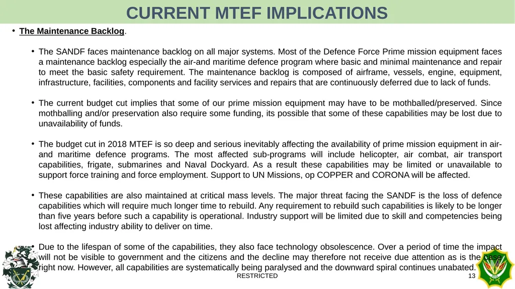 BUDGET REDUCTIONS TRENDS RESTRICTED 1 Personnel - slide 13 of 14