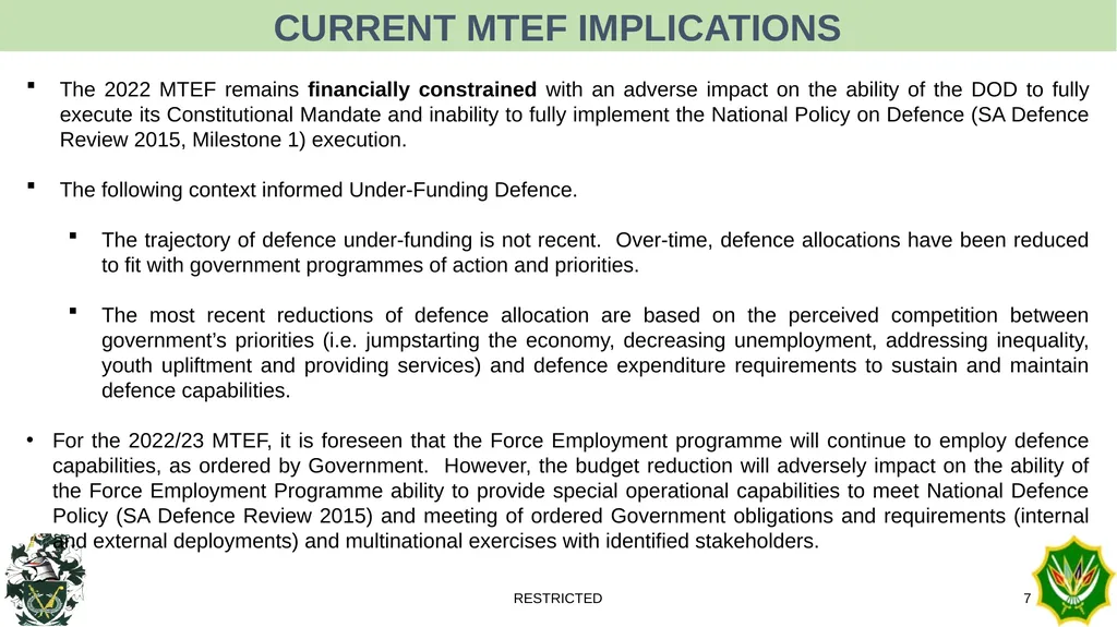 BUDGET REDUCTIONS TRENDS RESTRICTED 1 Personnel - slide 7 of 14