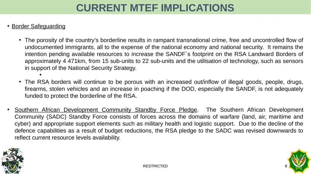 BUDGET REDUCTIONS TRENDS RESTRICTED 1 Personnel - slide 8 of 14