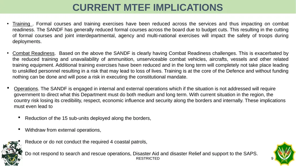 BUDGET REDUCTIONS TRENDS RESTRICTED 1 Personnel - slide 9 of 14