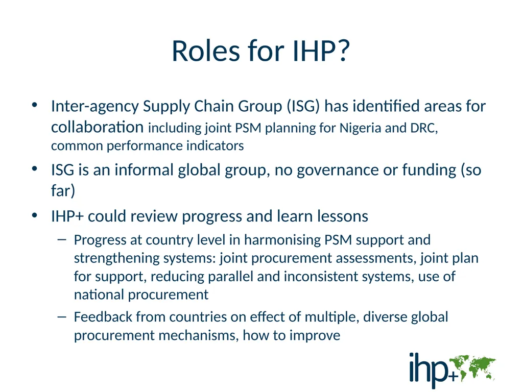 Procurement and Supply Management Potential roles - slide 6 of 7
