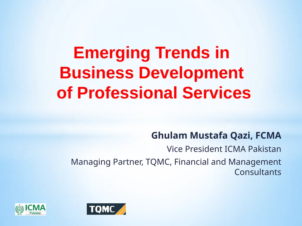Ghulam Mustafa Qazi, FCMA Vice President ICMA