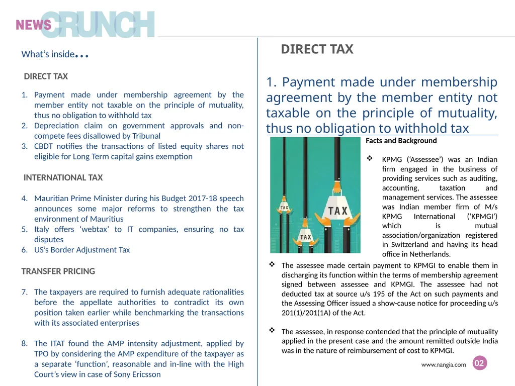 WHAT'S INSIDE... Direct Tax International Tax - slide 2 of 12