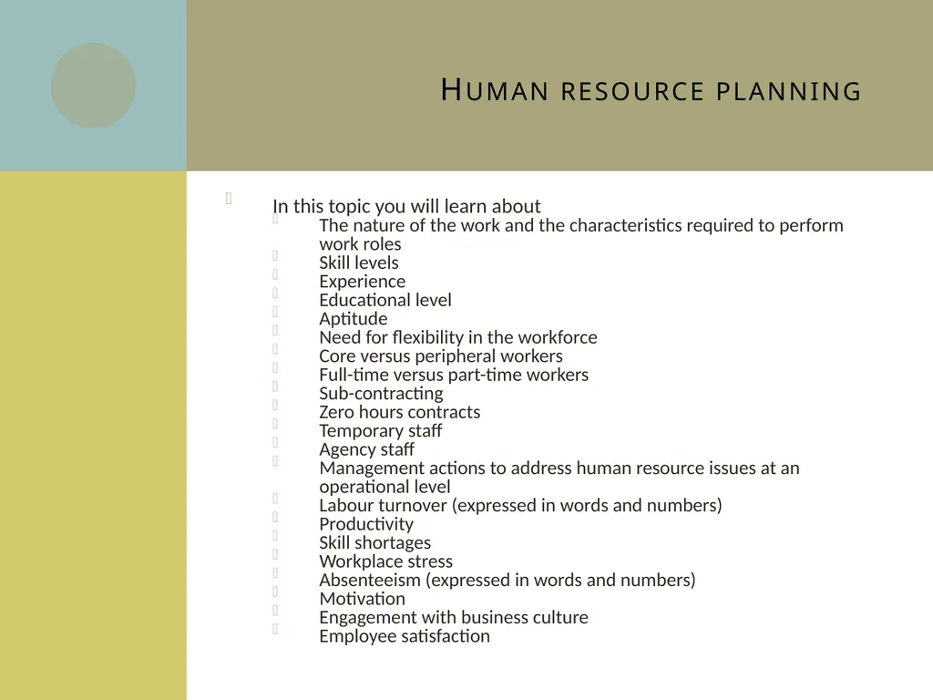 Learning aim C: Managing human resources C2 Human - slide 2 of 25