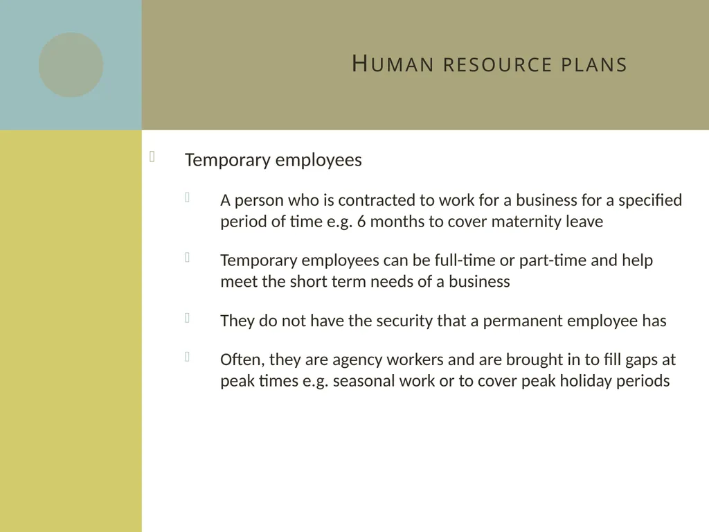 Learning aim C: Managing human resources C2 Human - slide 10 of 25