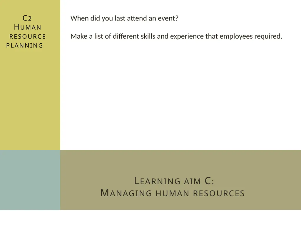 Learning aim C: Managing human resources C2 Human - slide 1 of 25