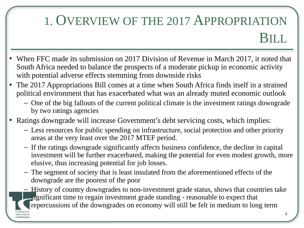 Briefing on the 2017 Appropriation Bill For an - slide 4 of 25
