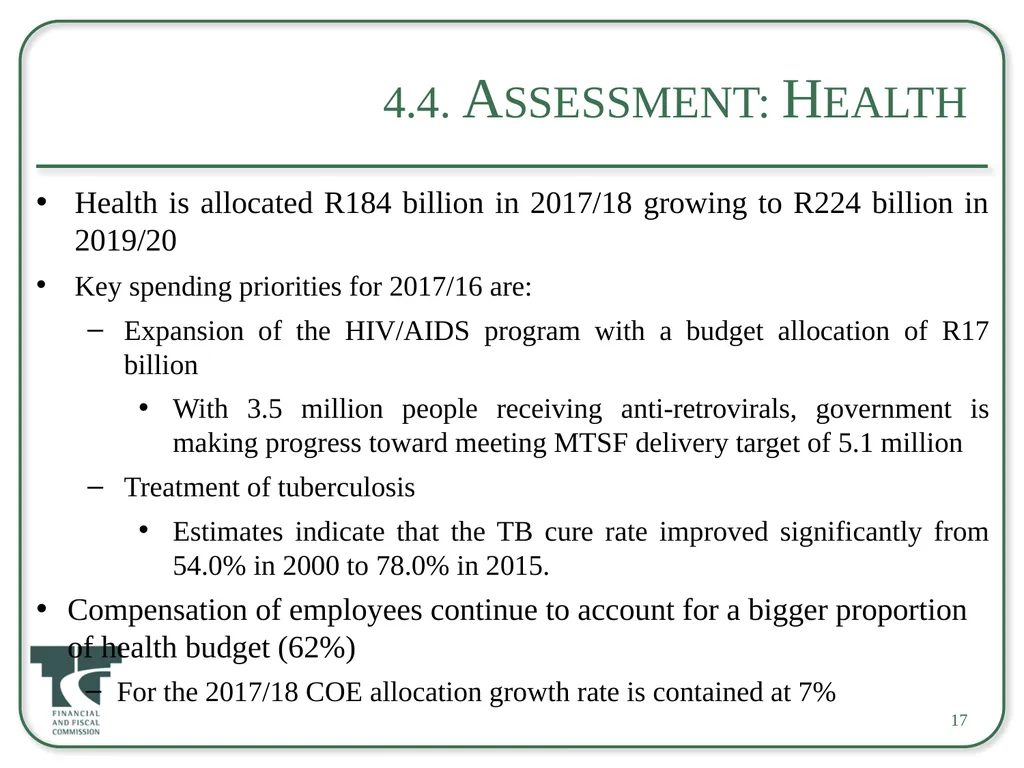 Briefing on the 2017 Appropriation Bill For an - slide 17 of 25