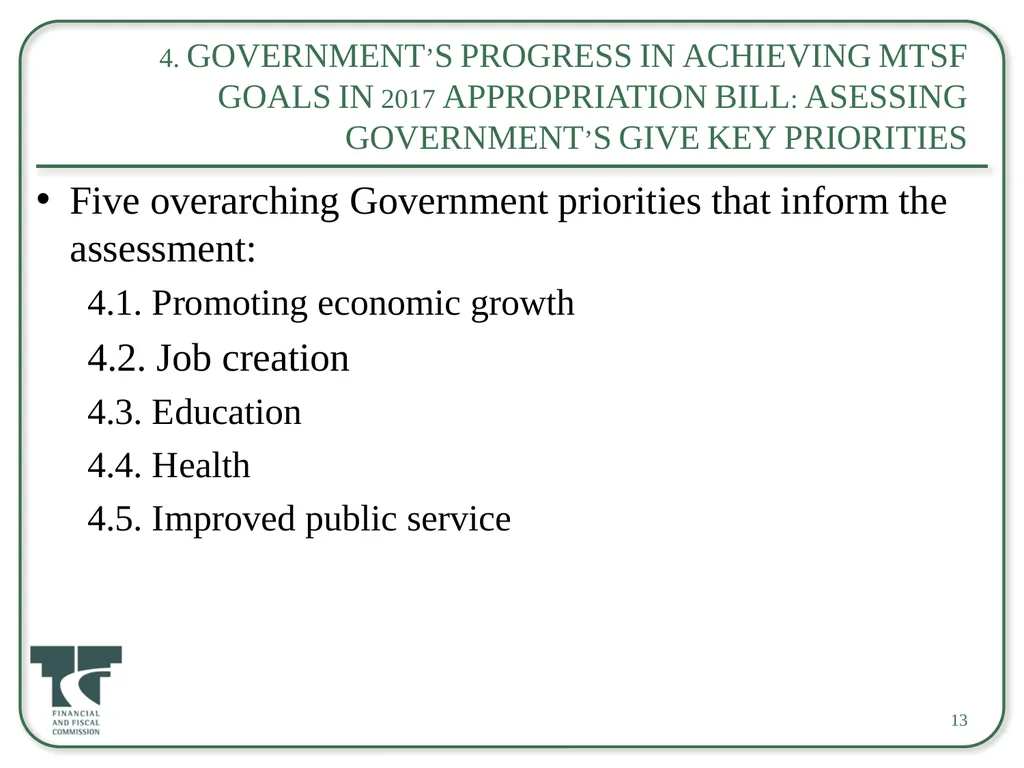 Briefing on the 2017 Appropriation Bill For an - slide 13 of 25