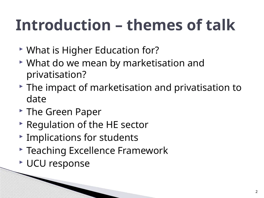 The Green Paper, TEF and Implications for - slide 2 of 10
