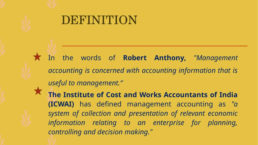 MANAGEMENT ACCOUNTING -An Introduction - slide 7 of 19