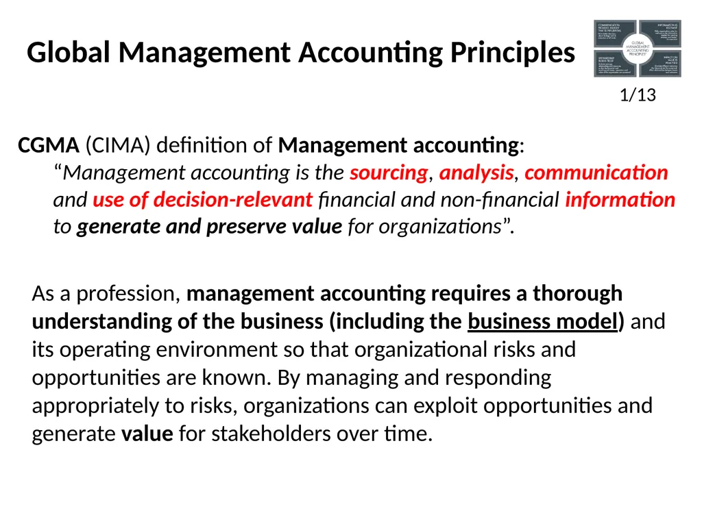 Global Management Accounting Principles overview - slide 4 of 19