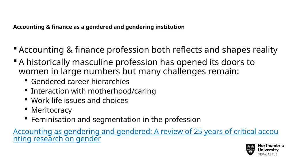 Addressing gender inequalities in accounting & - slide 8 of 19
