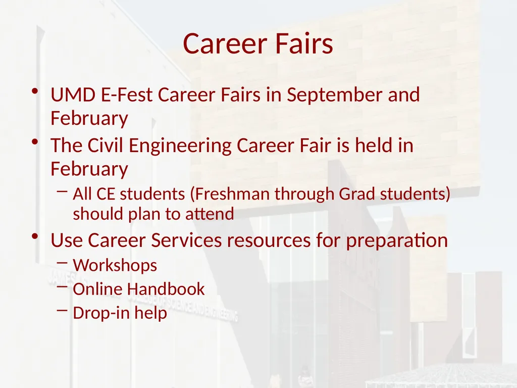 Civil Engineering UMD Pre-Advising March 2017 BSCE - slide 24 of 26