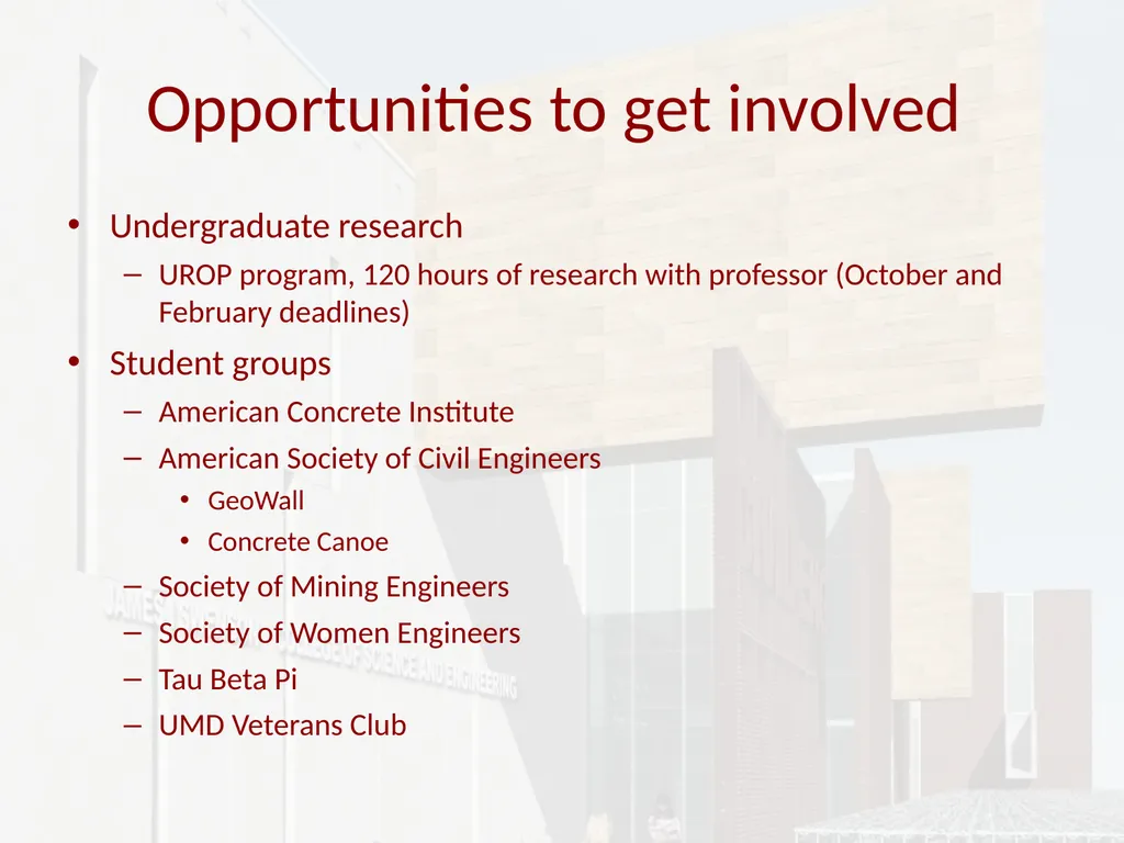 Civil Engineering UMD Pre-Advising March 2017 BSCE - slide 22 of 26